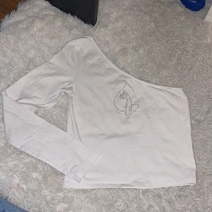Baby Phat Small One Shoulder Long Sleeve Jeweled Top